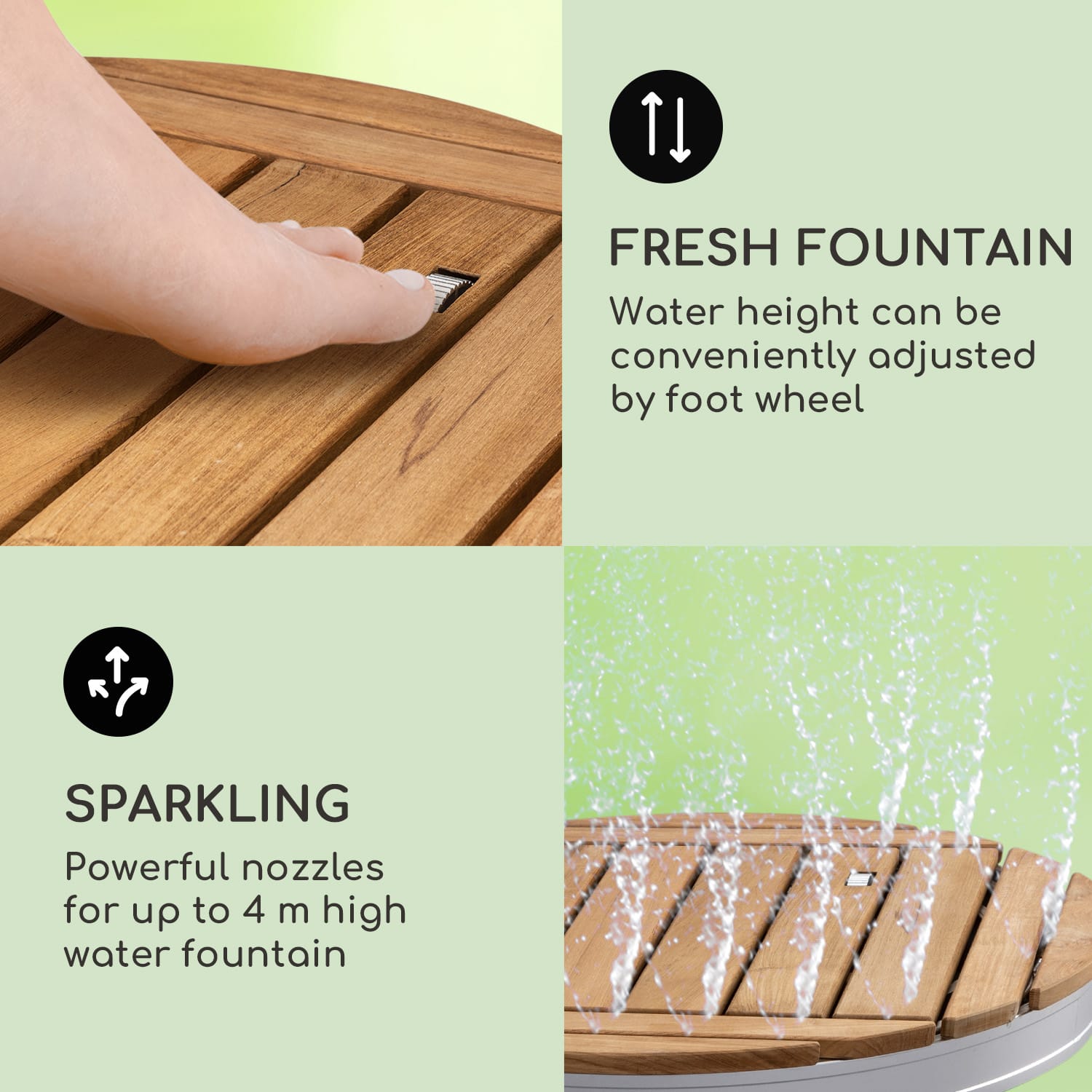 Blumfeldt Sumatra Teak Round, záhradná sprcha, hliník, tíkové drevo, rukoväť – Obrázok 3