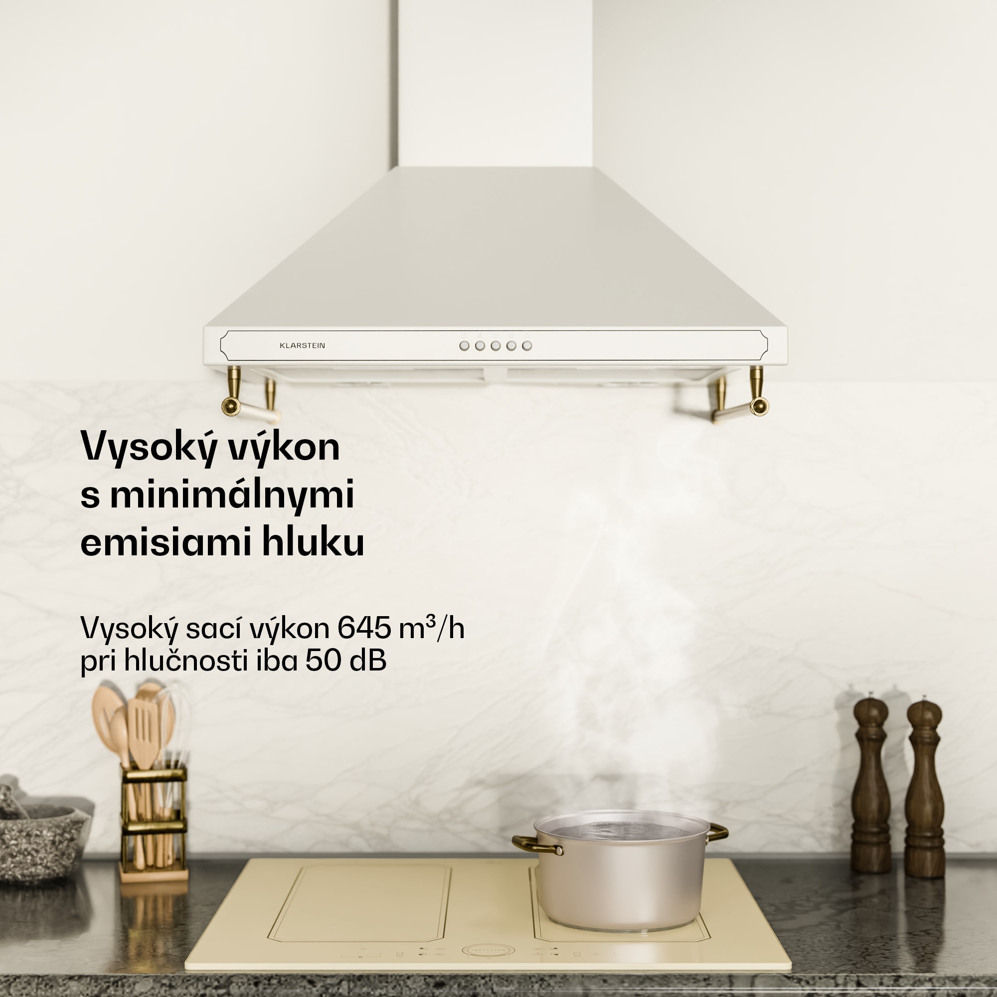 Klarstein Victoria, digestor, 60 cm, nástenný, 644,5 m³/h, LED, retro dizajn, čierny – Obrázok 3