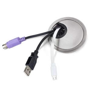 OneConcept Káblová priechodka, súprava 2 kusov, 60 mm, kov, štetinové tesnenie