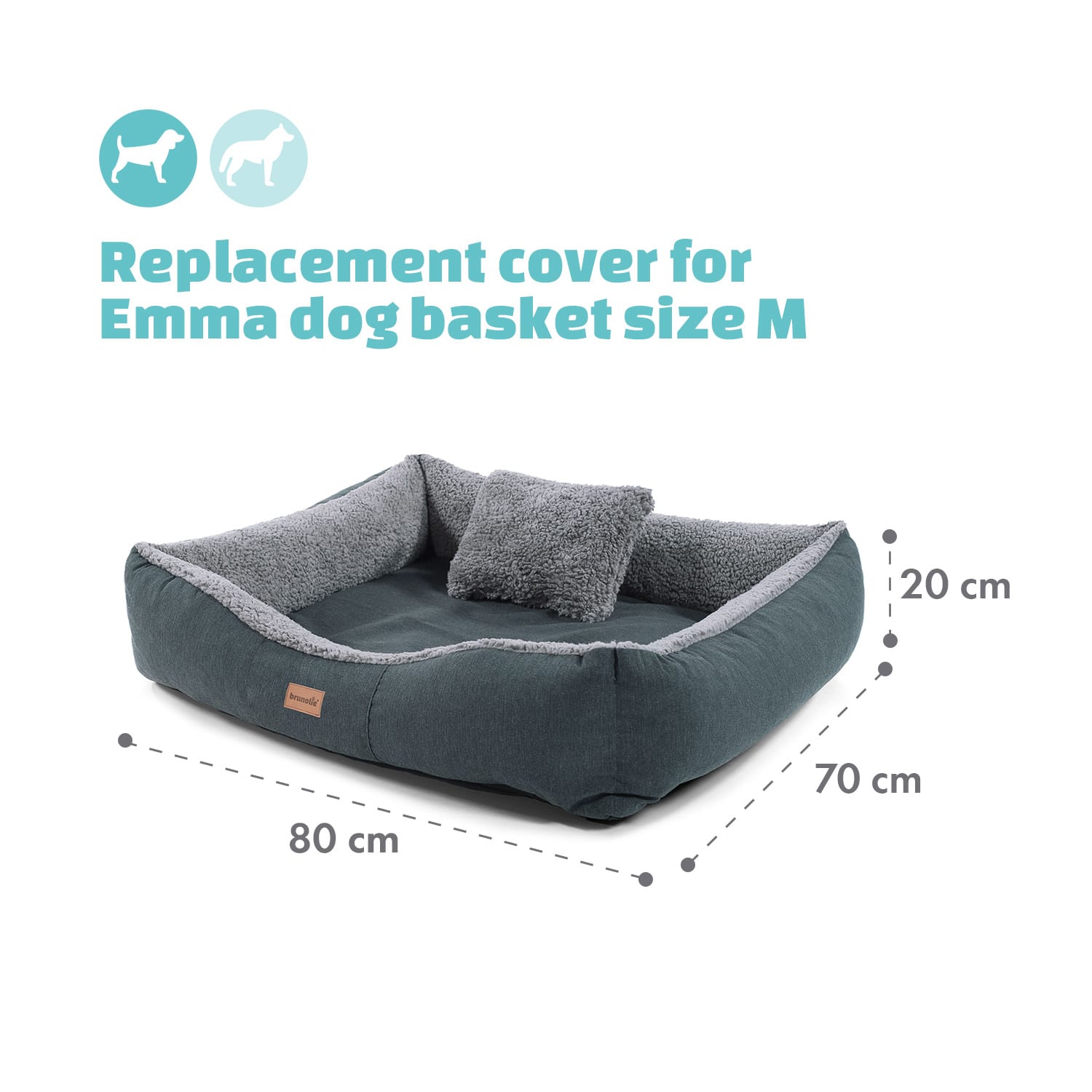 Brunolie Emma, pelech pre psa, náhradný poťah, možnosť prania, protišmykový, priedušný, veľkosť M (80 × 20 × 70 cm) – Obrázok 3