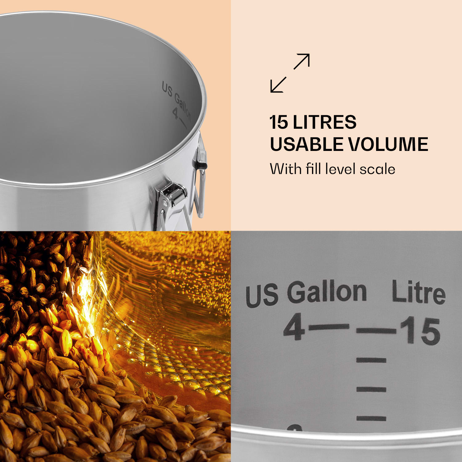 Klarstein Gärkeller Pro, fermentačný kotol, 15 l, vypúšťací ventil kvasiniek, nehrdzavejúca oceľ – Obrázok 2