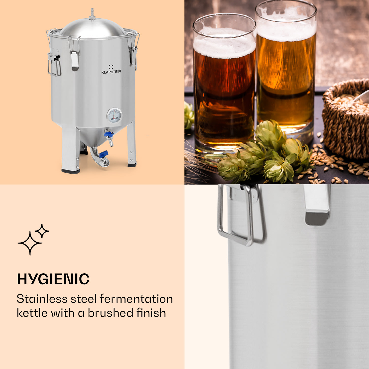 Klarstein Gärkeller Pro, fermentačný kotol, 15 l, vypúšťací ventil kvasiniek, nehrdzavejúca oceľ – Obrázok 4