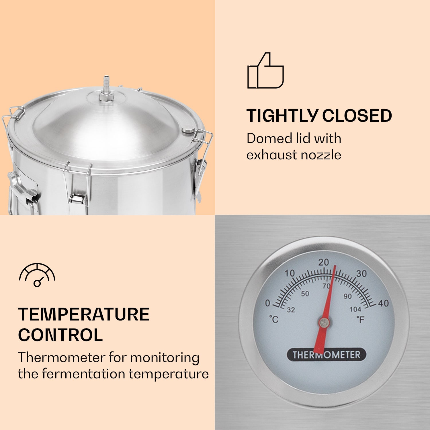 Klarstein Gärkeller Pro, fermentačný kotol, 15 l, vypúšťací ventil kvasiniek, nehrdzavejúca oceľ – Obrázok 5