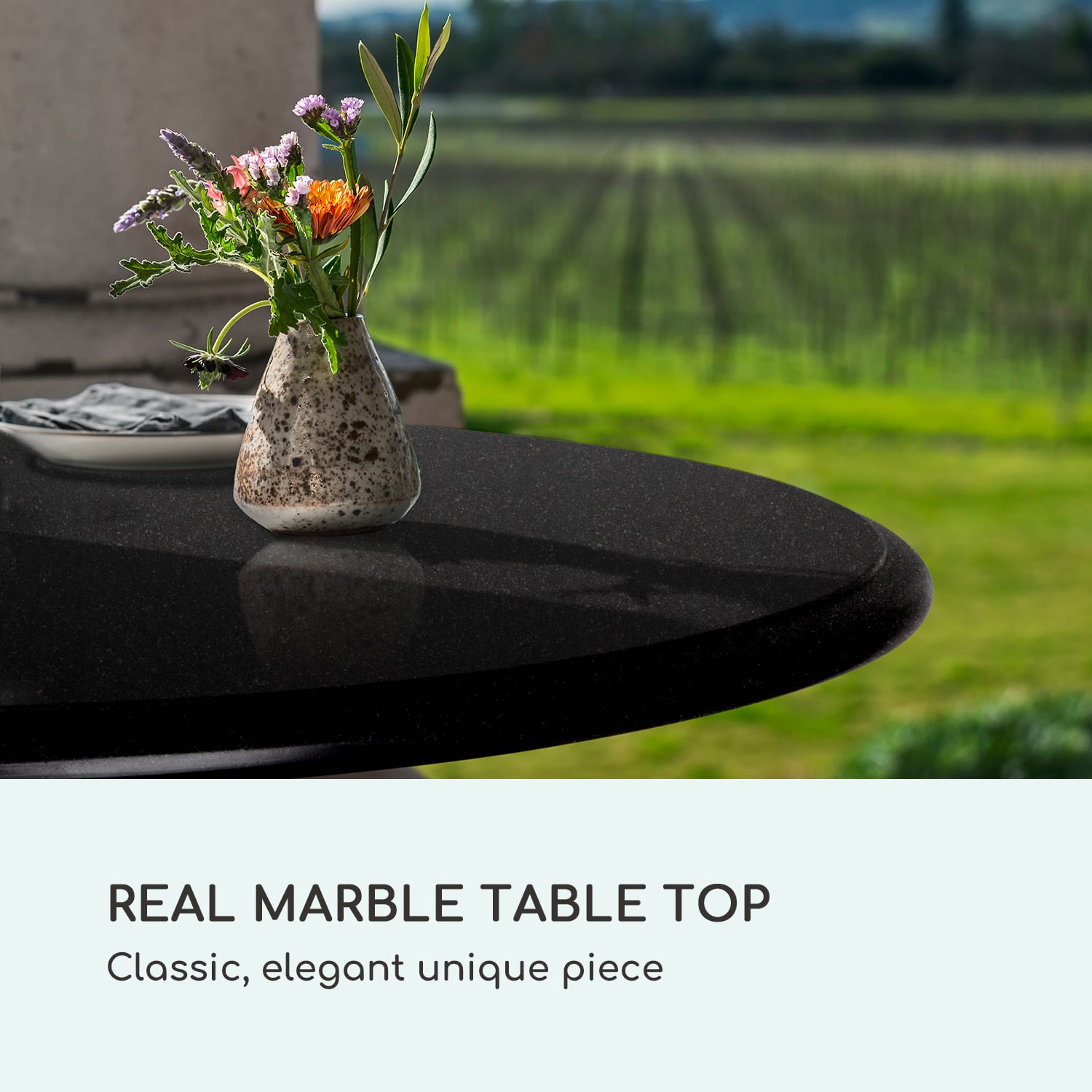 Blumfeldt Patras, bistro stôl, mramorová doska, Ø60cm, liatinový stojan – Obrázok 2