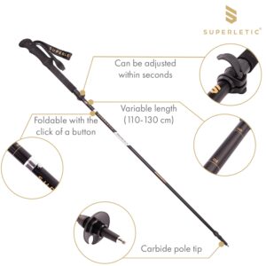 KLARFIT Irun TX Essential, trekingové palice, hliník, skladacie, 100 – 130 cm