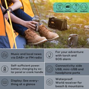 Auna Patagonia DAB+ Outdoorové rádio DAB / DAB+ / FM Nabíjanie kľukou USB SOS Alarm Vodotesné