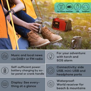 Auna Patagonia DAB+ Outdoorové rádio DAB / DAB+ / FM Nabíjanie kľukou USB SOS Alarm Vodotesné