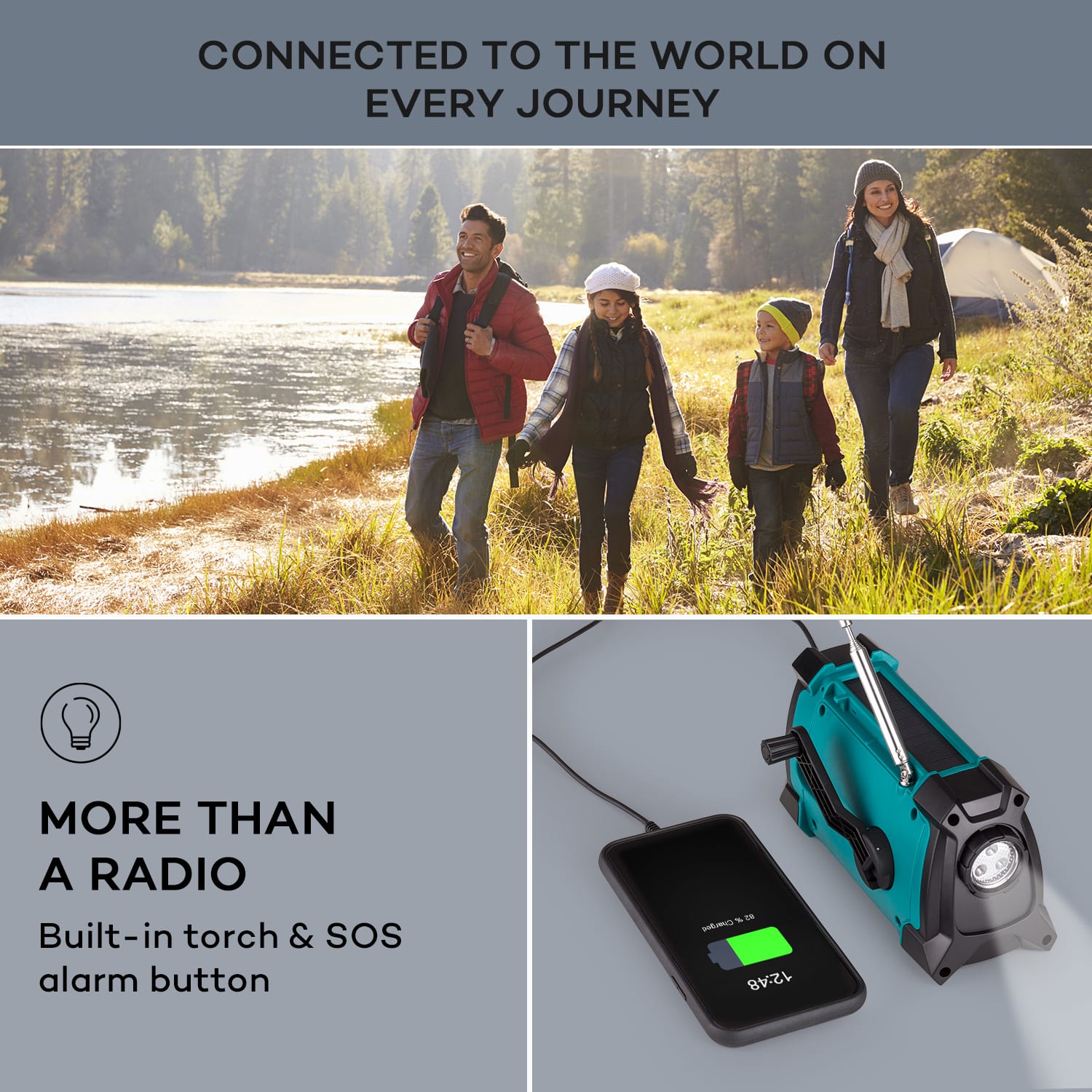 Auna Patagonia DAB+ Outdoorové rádio DAB / DAB+ / FM Nabíjanie kľukou USB SOS Alarm Vodotesné – Obrázok 2
