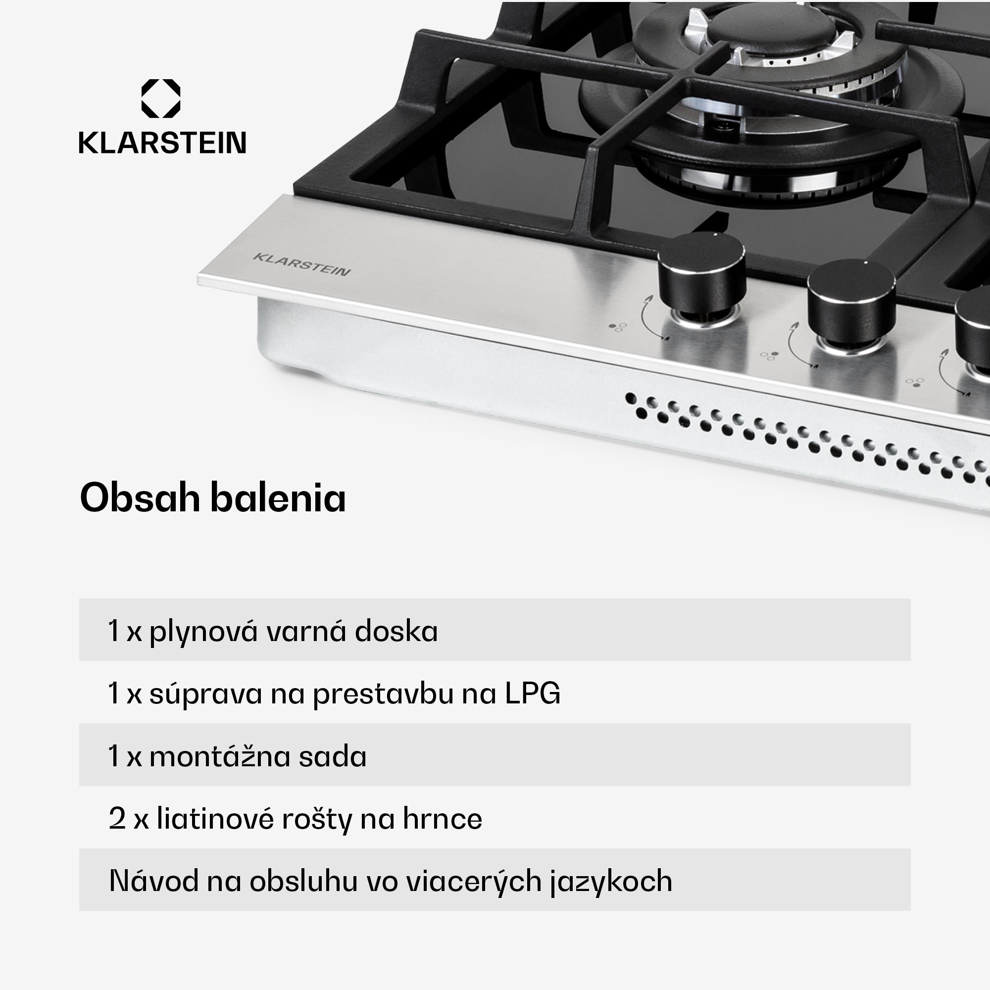 Klarstein Alchemist, plynová varná doska, 3 hliníkové horáky, sklokeramická – Obrázok 5