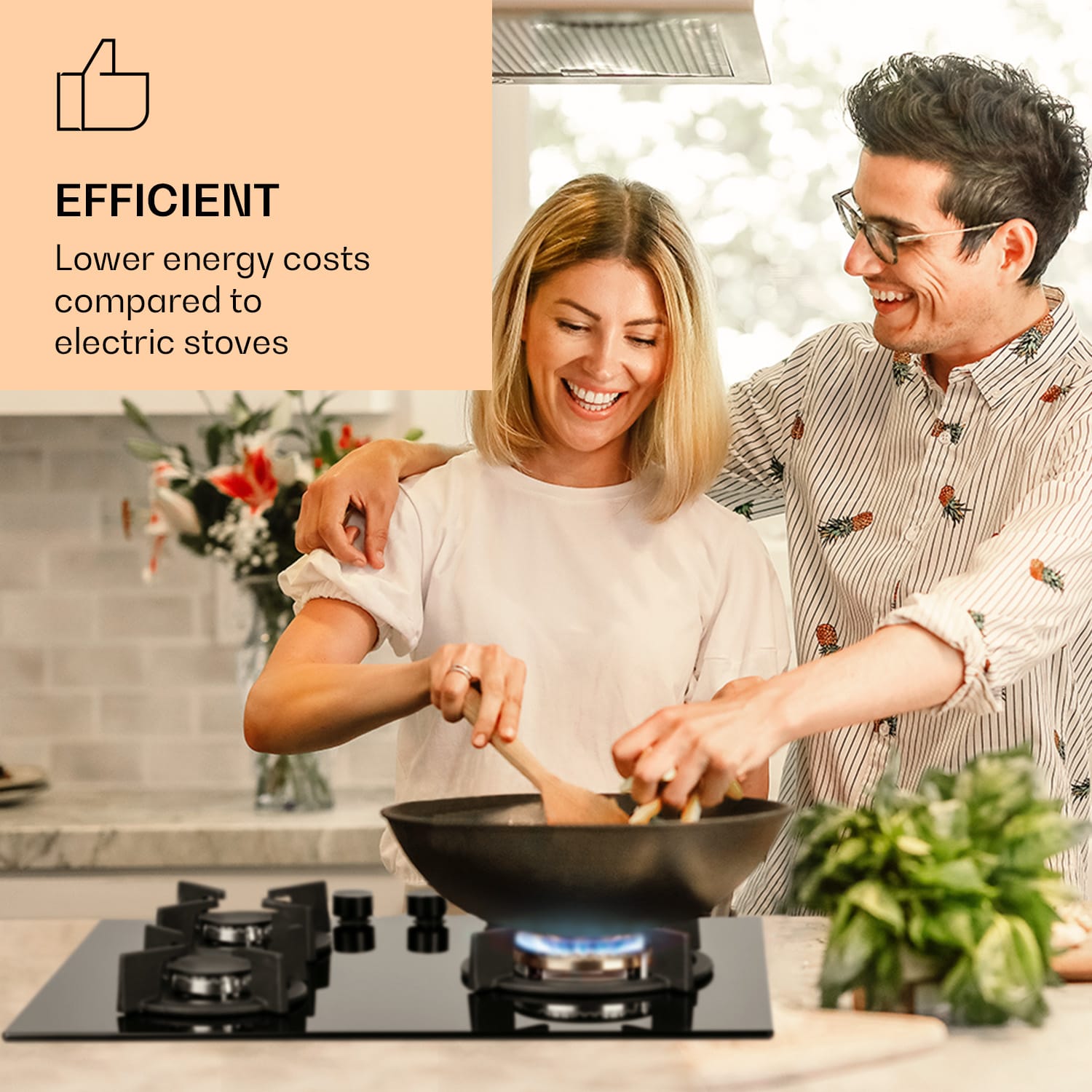 Klarstein Goldflame 3, plynová varná doska, 3 Messing horáky, sklokeramika