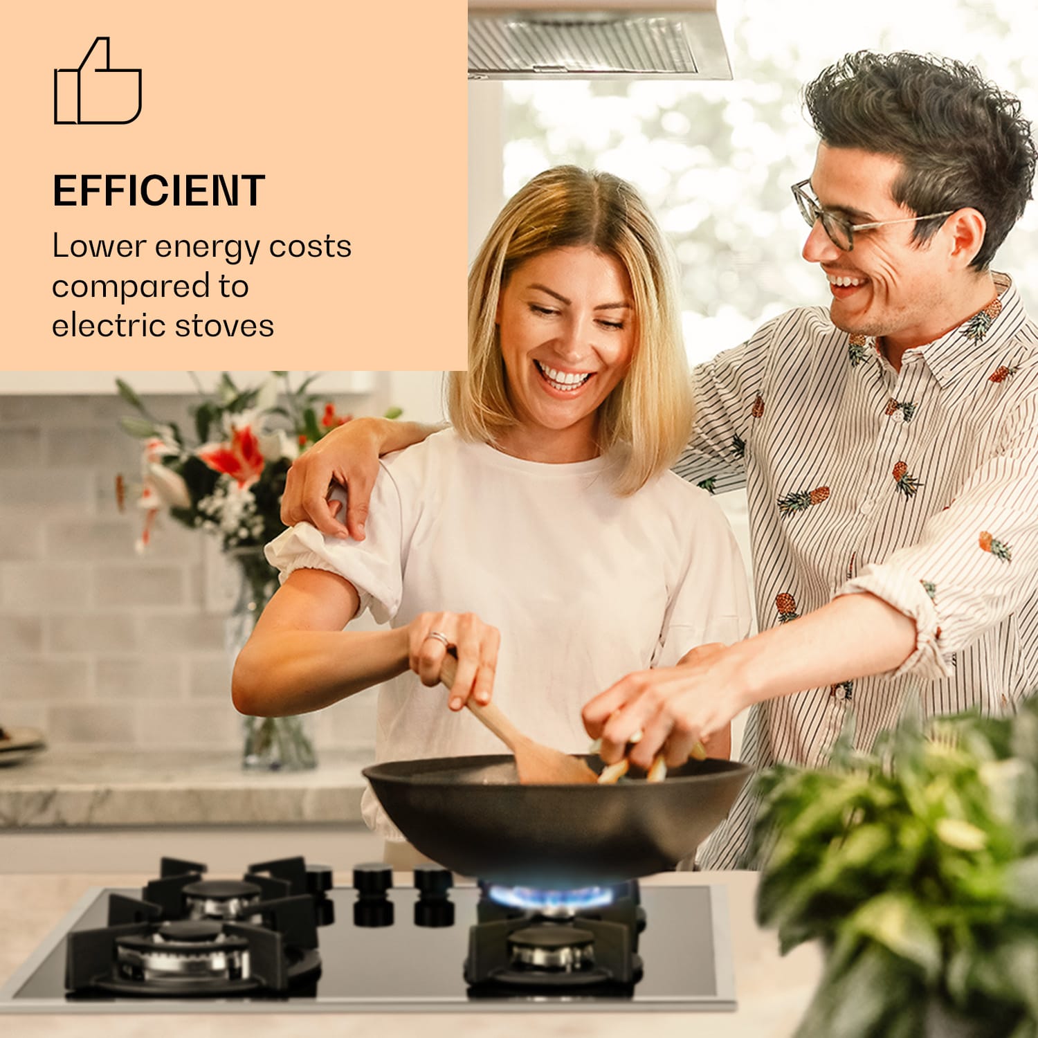 Klarstein Goldflame 4 Prime, plynová varná doska, 4 Messing horáky, sklokeramika