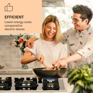 Klarstein Goldflame 5 Prime, plynová varná doska, 5 Messing horákov, sklokeramika