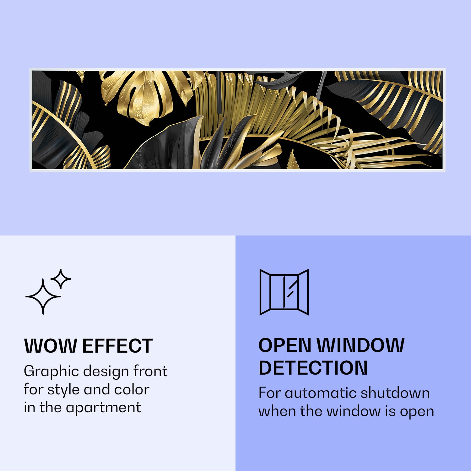 Klarstein Wonderwall Air Art Smart, infračervený ohrievač, 120 x 30 cm, 350 W, čierny kvet – Obrázok 5