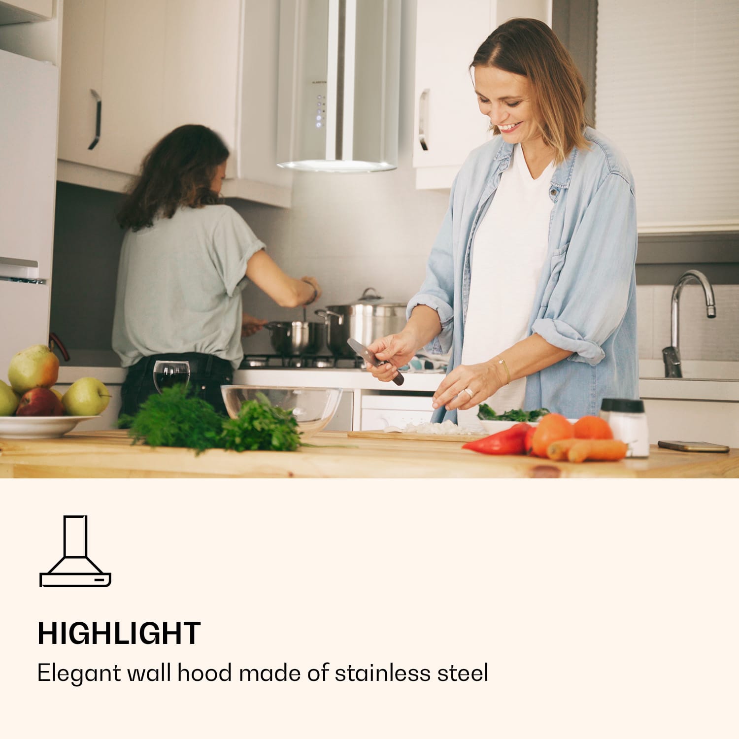 Klarstein Barella, digestor, 38 cm, 557 m³/h, LED, biely