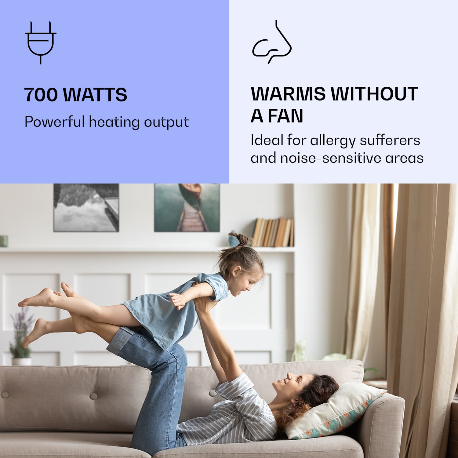 Klarstein Wonderwall Air Art Smart, infračervený ohrievač, 60 x 120 cm, 700 W, more vertikálne – Obrázok 4