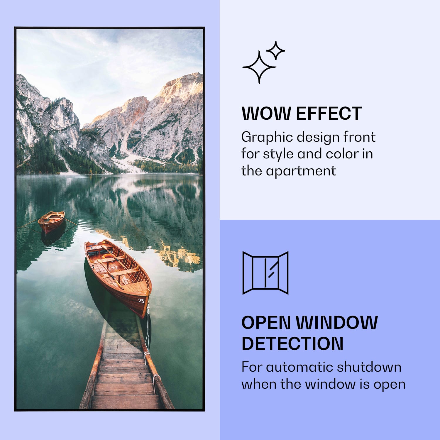 Klarstein Wonderwall Air Art Smart, infračervený ohrievač, 60 x 120 cm, 700 W, more vertikálne – Obrázok 5