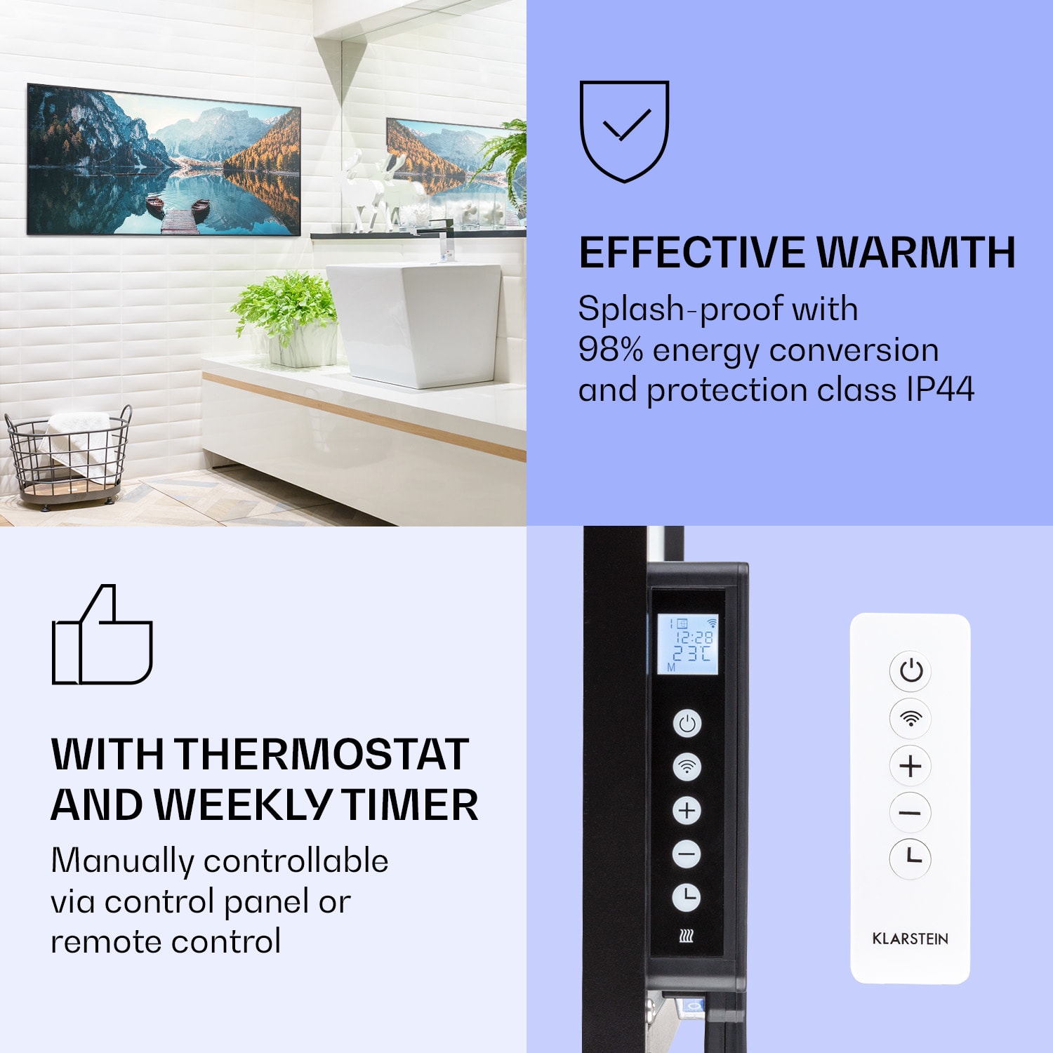 Klarstein Wonderwall Air Art Smart, infračervený ohrievač, 120 x 60 cm, 700 W, more vertikálne – Obrázok 3