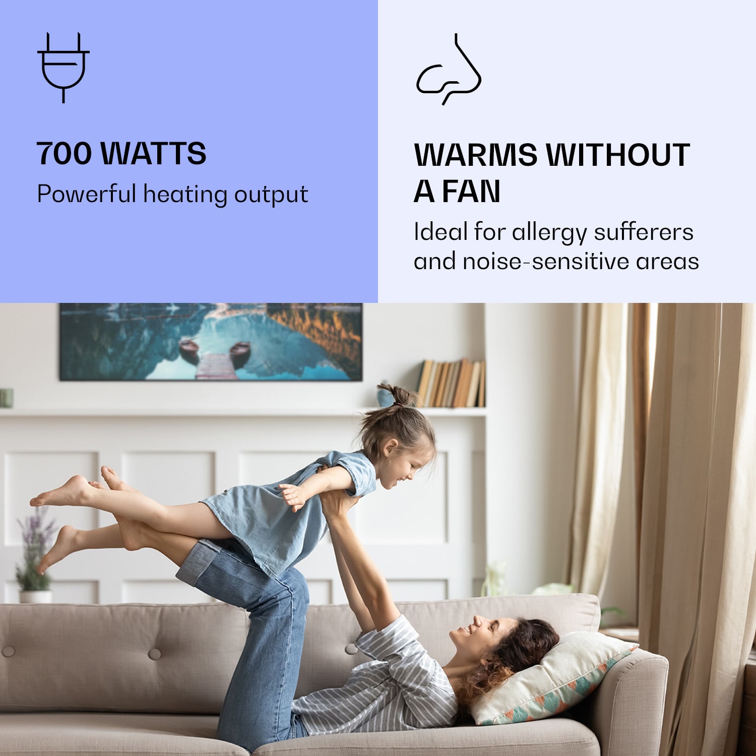 Klarstein Wonderwall Air Art Smart, infračervený ohrievač, 120 x 60 cm, 700 W, more vertikálne – Obrázok 4