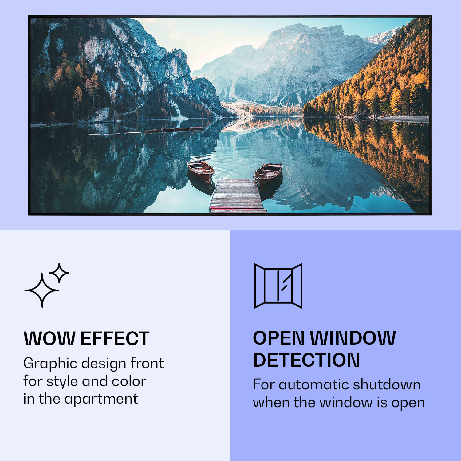 Klarstein Wonderwall Air Art Smart, infračervený ohrievač, 120 x 60 cm, 700 W, more vertikálne – Obrázok 5