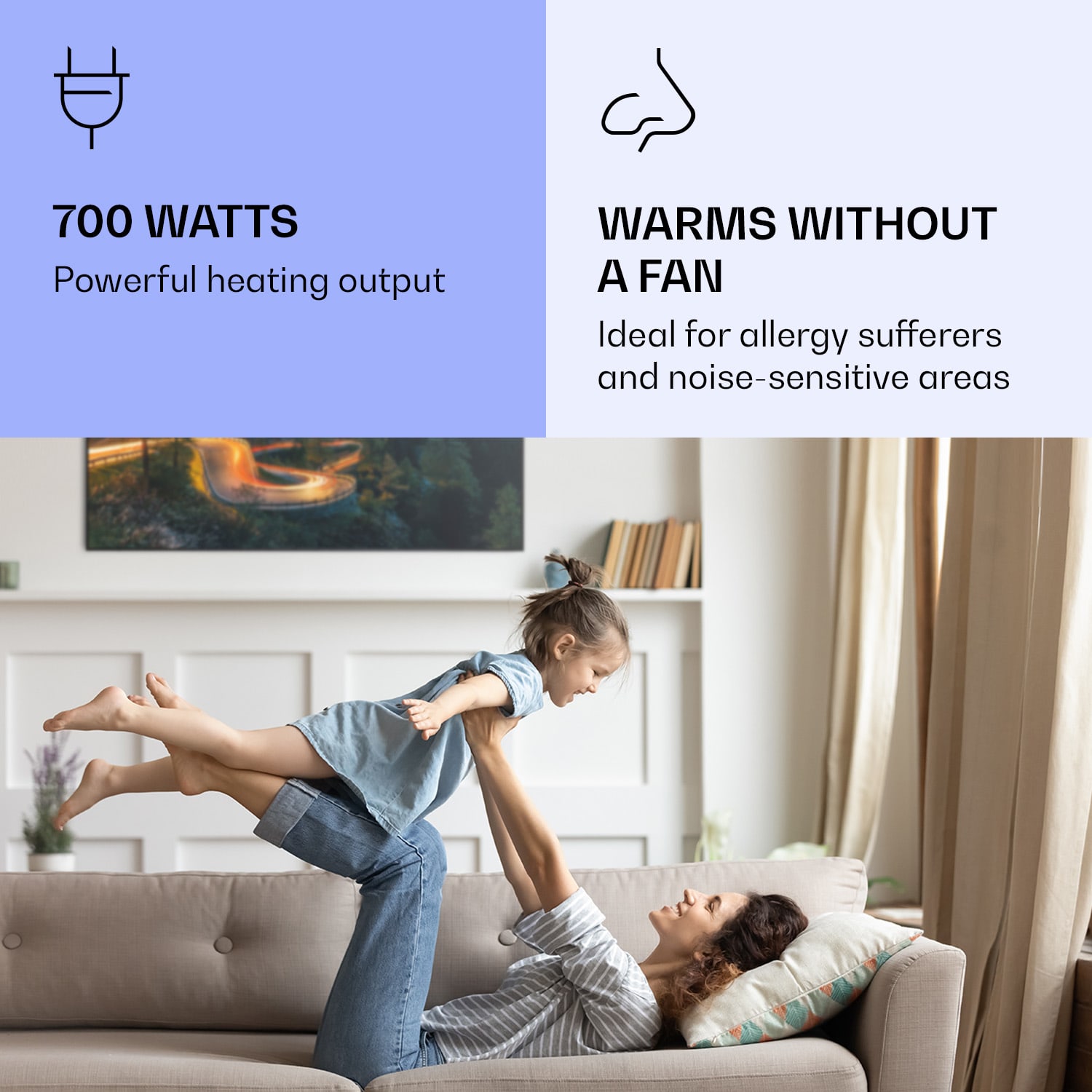 Klarstein Wonderwall Air Art Smart, infračervený ohrievač, 120 x 60 cm, 700 W, horská cesta – Obrázok 4