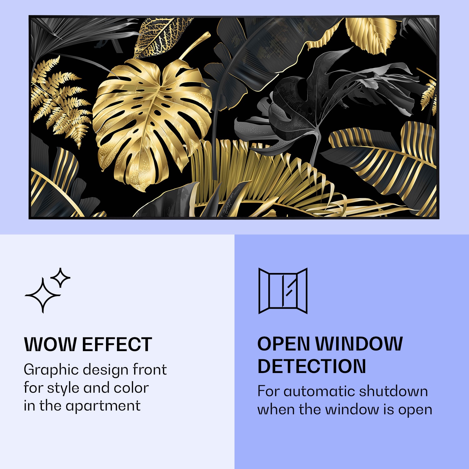 Klarstein Wonderwall Air Art Smart, infračervený ohrievač, 120 x 60 cm, 700 W, čierny list – Obrázok 5