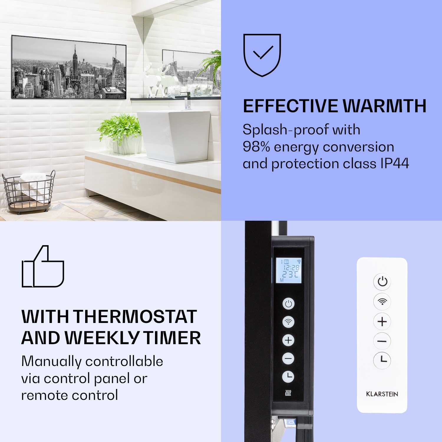 Klarstein Wonderwall Air Art Smart, infračervený ohrievač, 120 × 60 cm, 700 W, New York City – Obrázok 3