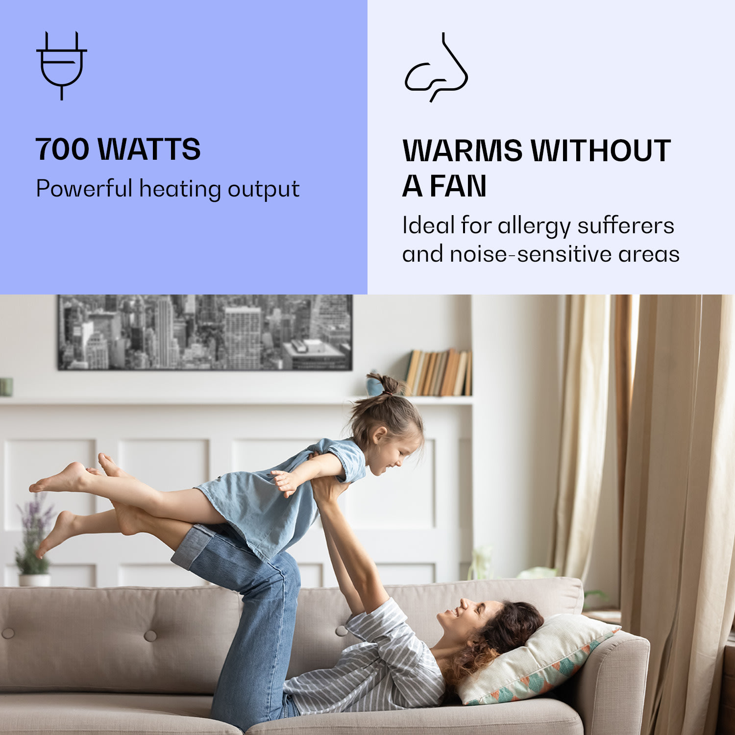 Klarstein Wonderwall Air Art Smart, infračervený ohrievač, 120 × 60 cm, 700 W, New York City – Obrázok 4