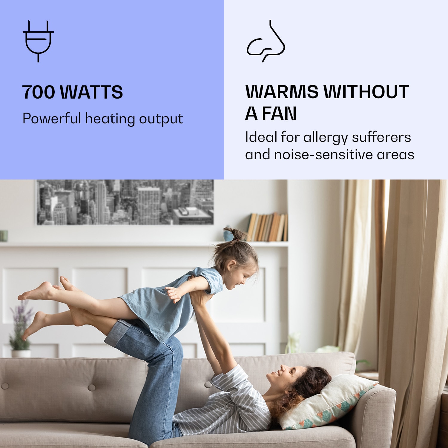 Klarstein Wonderwall Air Art Smart, infračervený ohrievač, 120 × 60 cm, 700 W, New York City – Obrázok 4