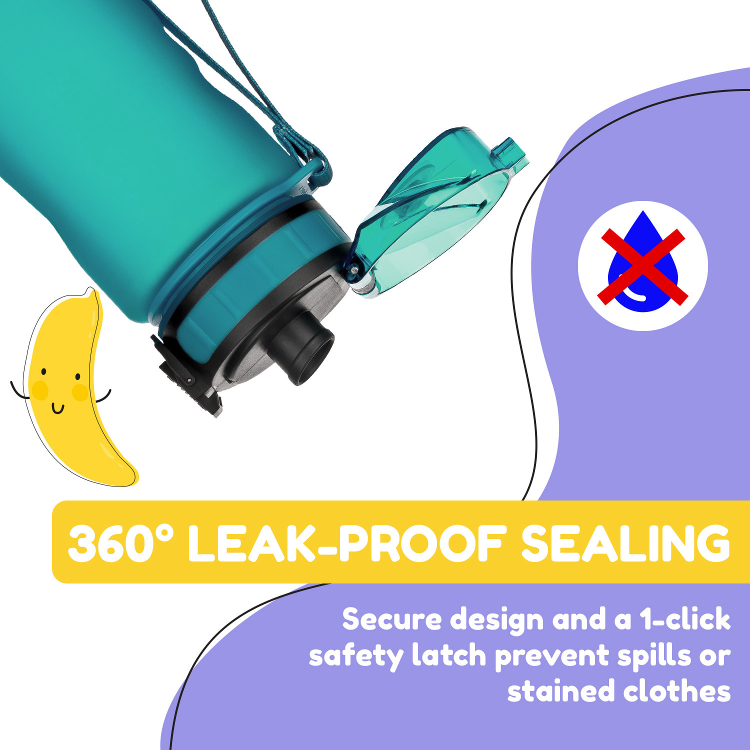 Klarstein Schmatzfatz, fľaša na pitie, športová fľaša, 500 ml, 24 cm, Tritan – Obrázok 2