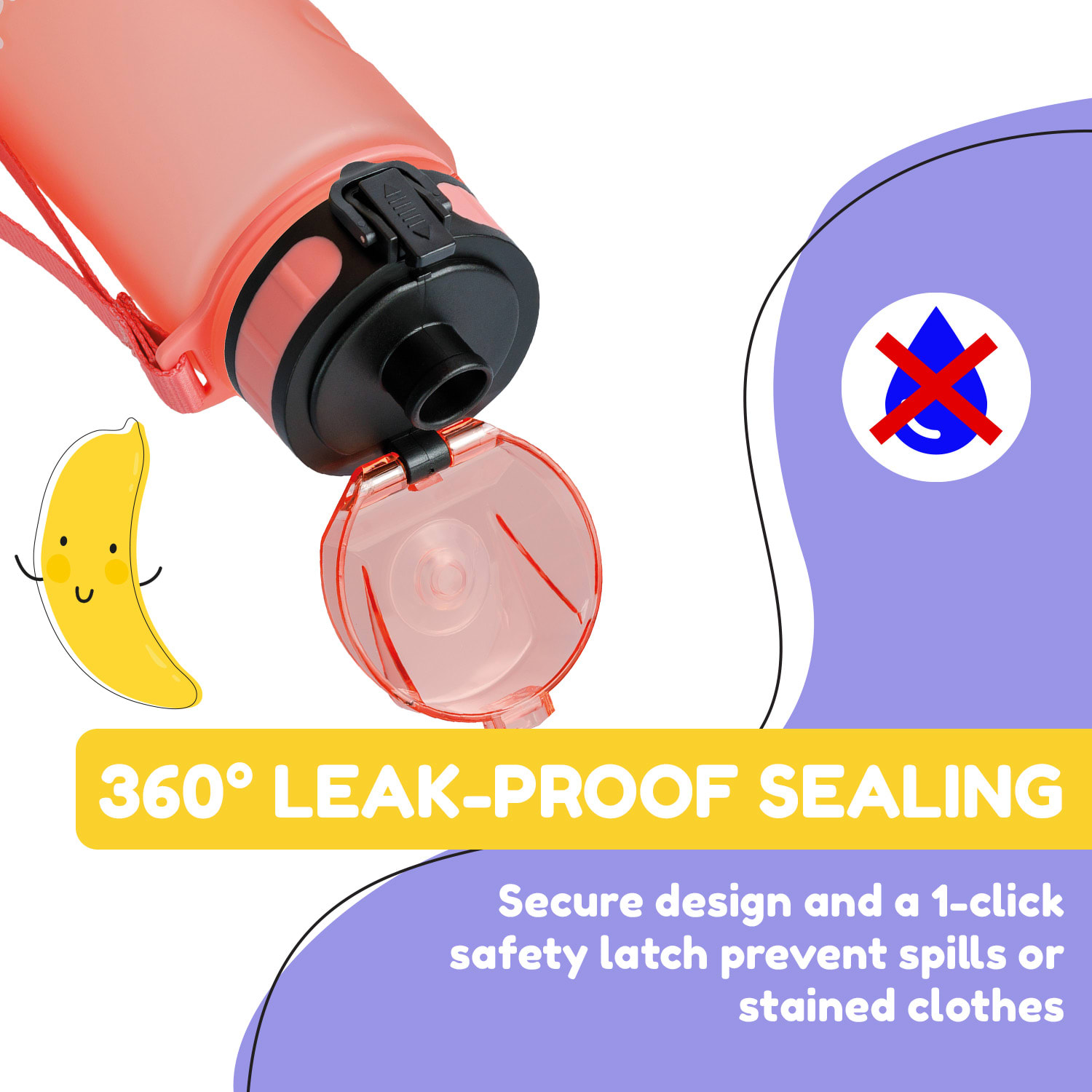 Klarstein Schmatzfatz, fľaša na pitie, športová fľaša, 350 ml, 18 cm, Tritan – Obrázok 2