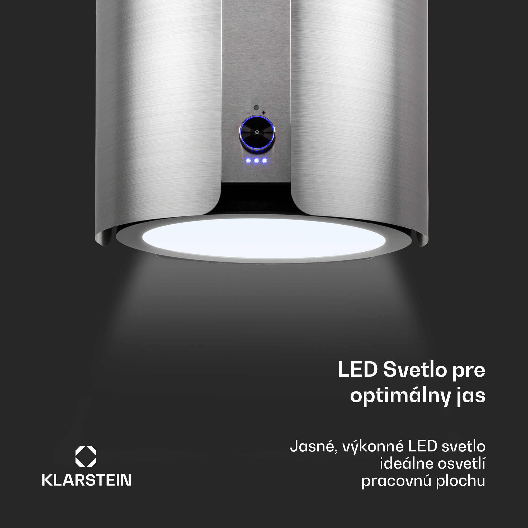 Klarstein Skyfall, digestor, 45 cm, ostrovčekový, 402 m³/h, LED, nehrdzavejúca oceľ, strieborný – Obrázok 3