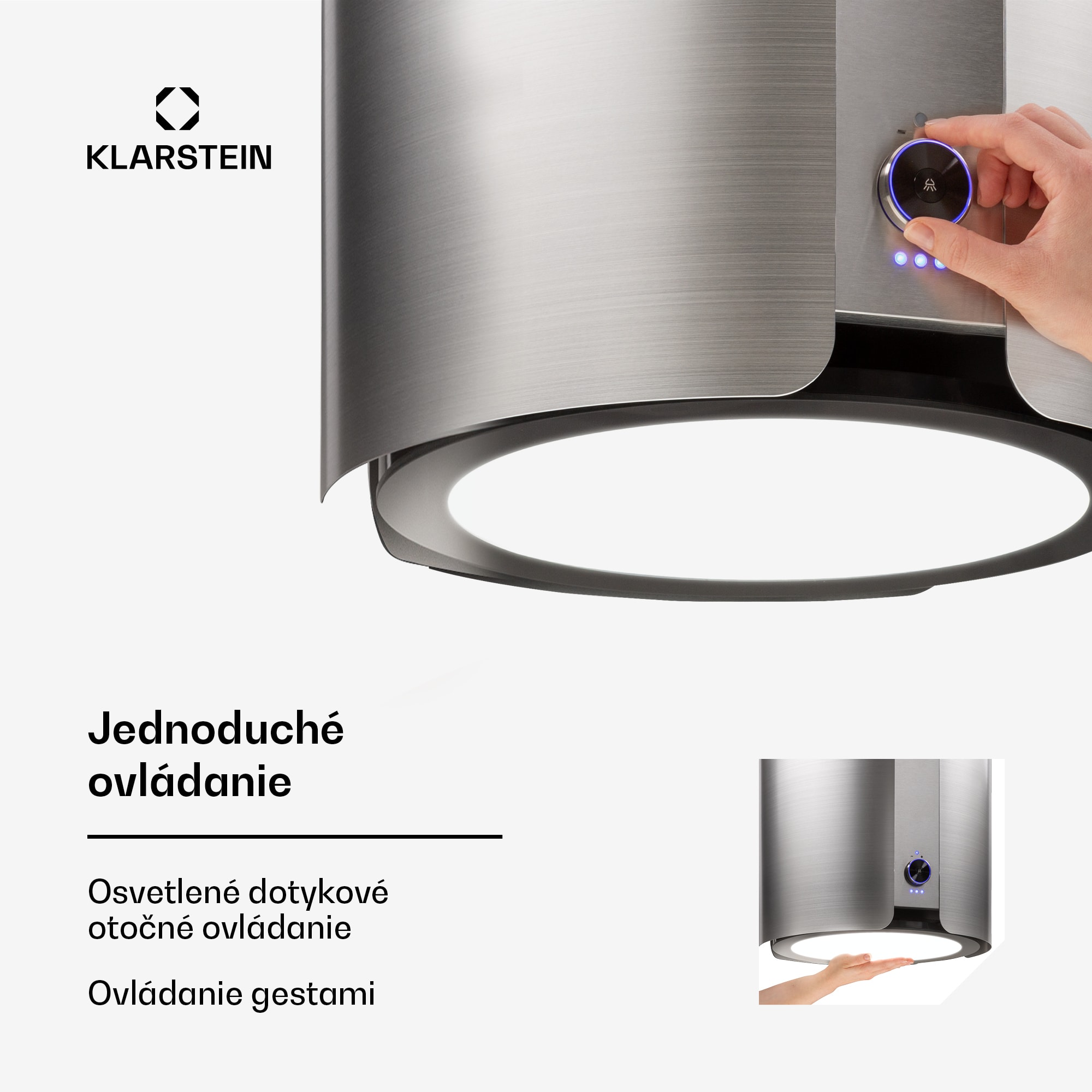 Klarstein Skyfall, digestor, 45 cm, ostrovčekový, 402 m³/h, LED, nehrdzavejúca oceľ, strieborný – Obrázok 4