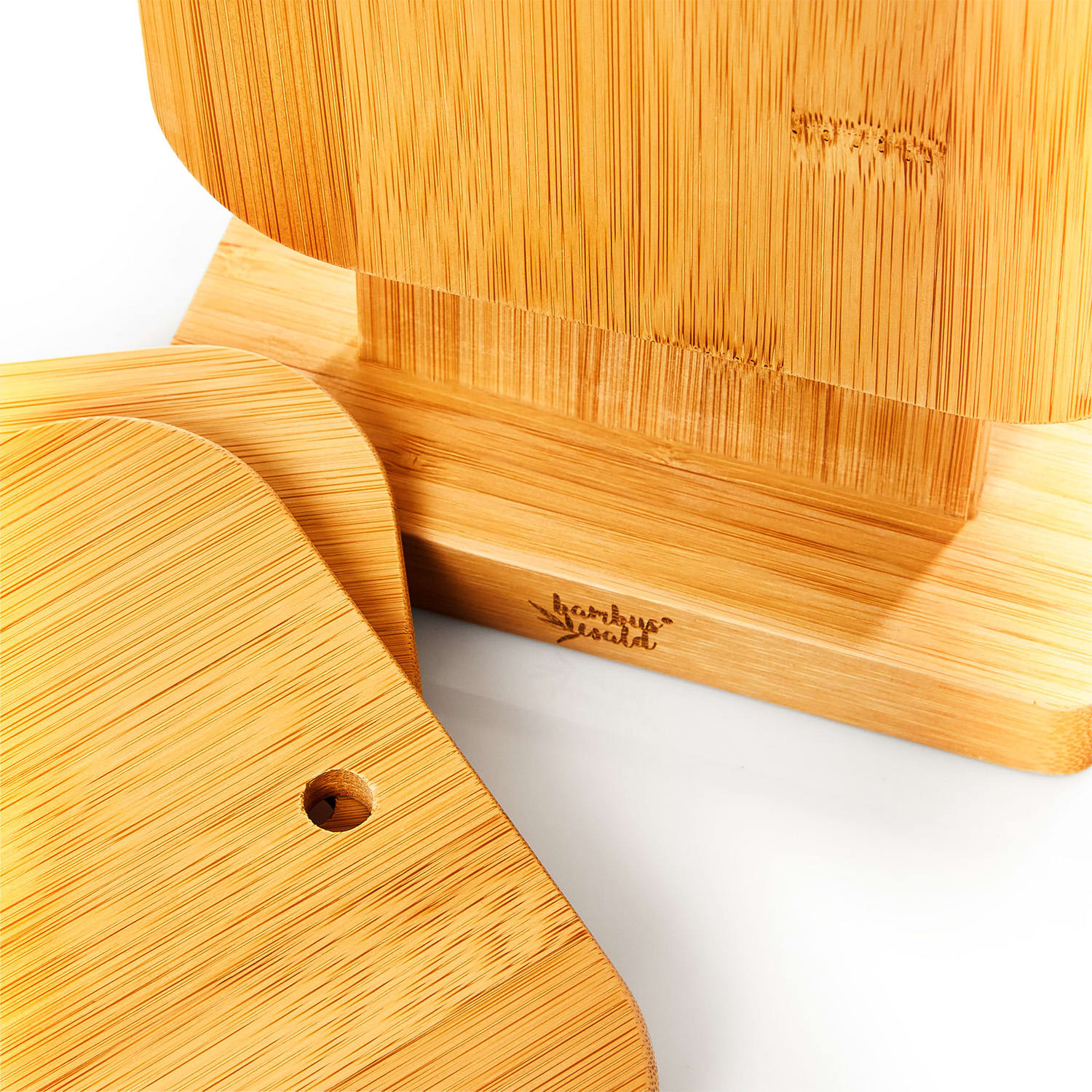 Klarstein 6-dielna súprava bambusových raňajkových dosiek so stojanom, 22 x 0,9 x 16 cm (ŠxVxH), jednoduchá údržba – Obrázok 2