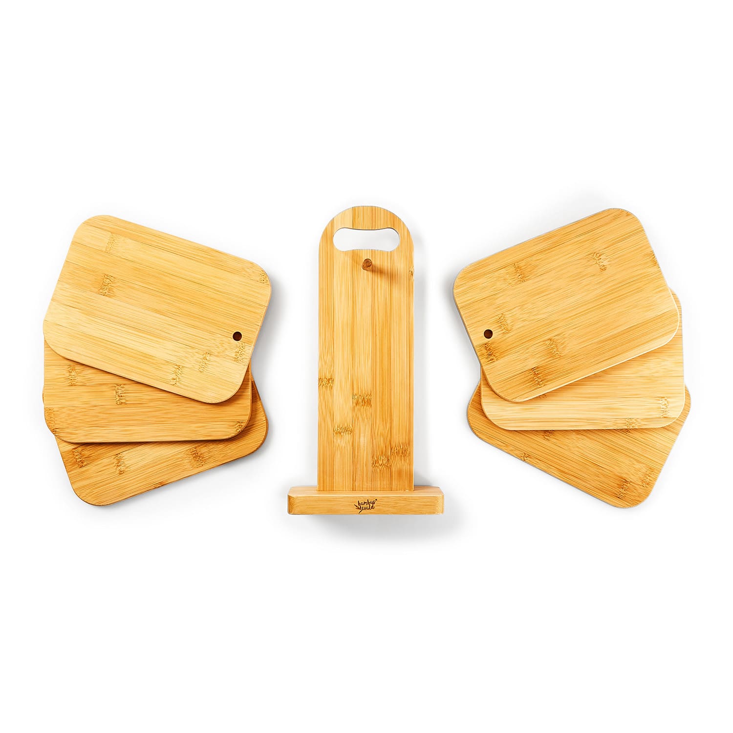 Klarstein 6-dielna súprava bambusových raňajkových dosiek so stojanom, 22 x 0,9 x 16 cm (ŠxVxH), jednoduchá údržba – Obrázok 5