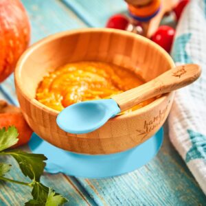 Klarstein Detský riad, s bambusovou miskou a lyžičkou, 400 ml, vrátane prísavky, Ø: 13,7 cm