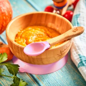 Klarstein Detský riad, s bambusovou miskou a lyžičkou, 400 ml, vrátane prísavky, Ø: 13,7 cm