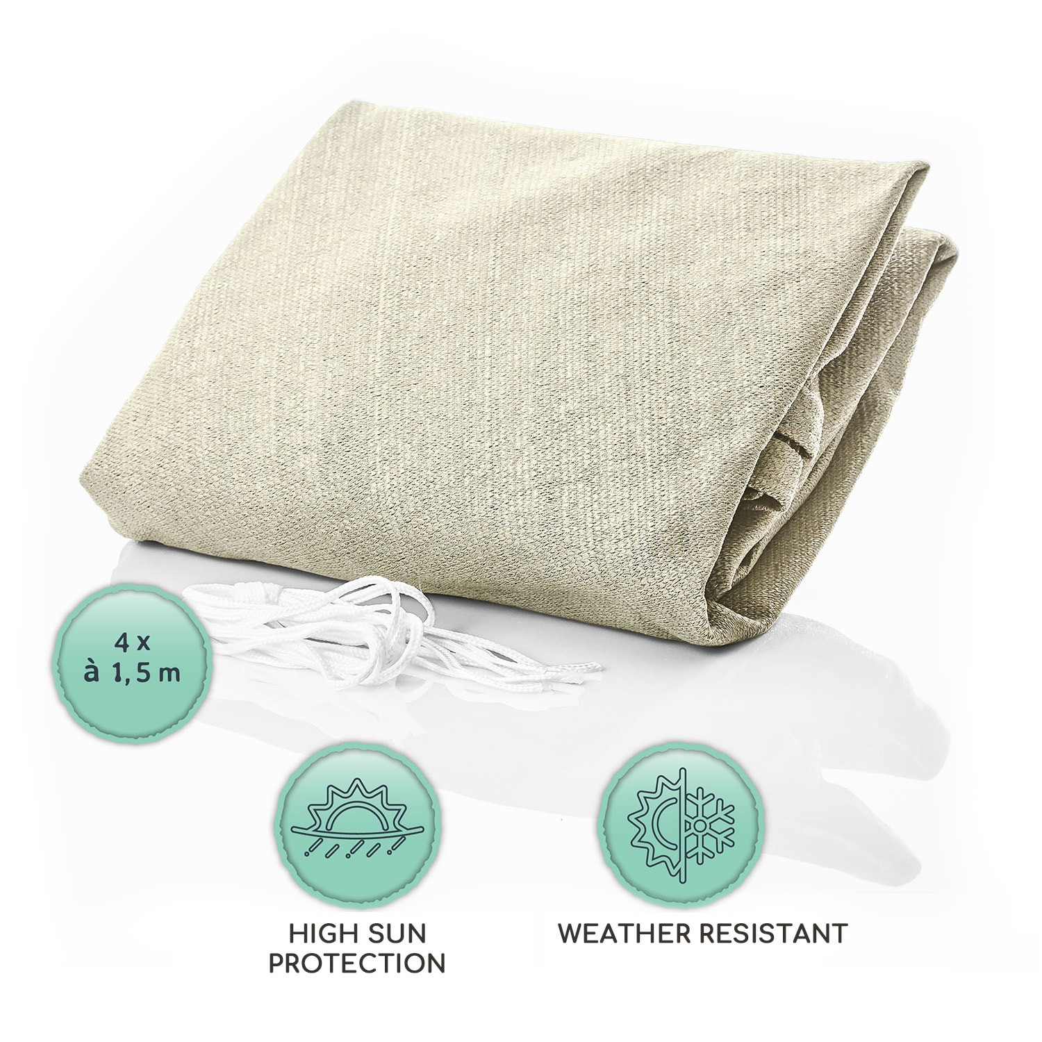 Blumfeldt Pravouhlá slnečná clona, 3 x 5 m, s upevňovacími okami, polyester, priedušná – Obrázok 4