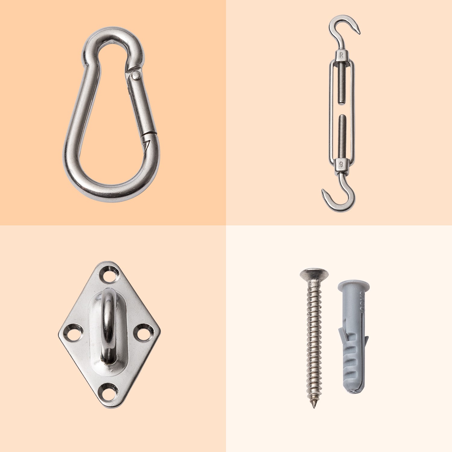 Bambuswald Montážna súprava na slnečnú clonu, nehrdzavejúca oceľ, 24-dielna