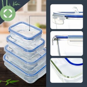 Klarstein Súprava 4 ks obdĺžnikových sklenených boxov s viečkom 1520 ml, 1040 ml, 640 ml, 370 ml
