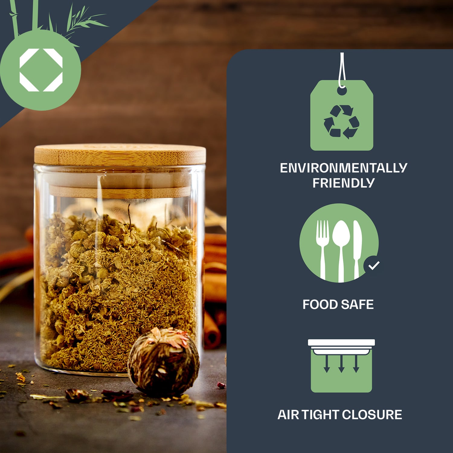 Klarstein Okrúhle poháre, bambusový vrchnák, súprava 10 kusov, každý 150 ml, vzduchotesné – Obrázok 2