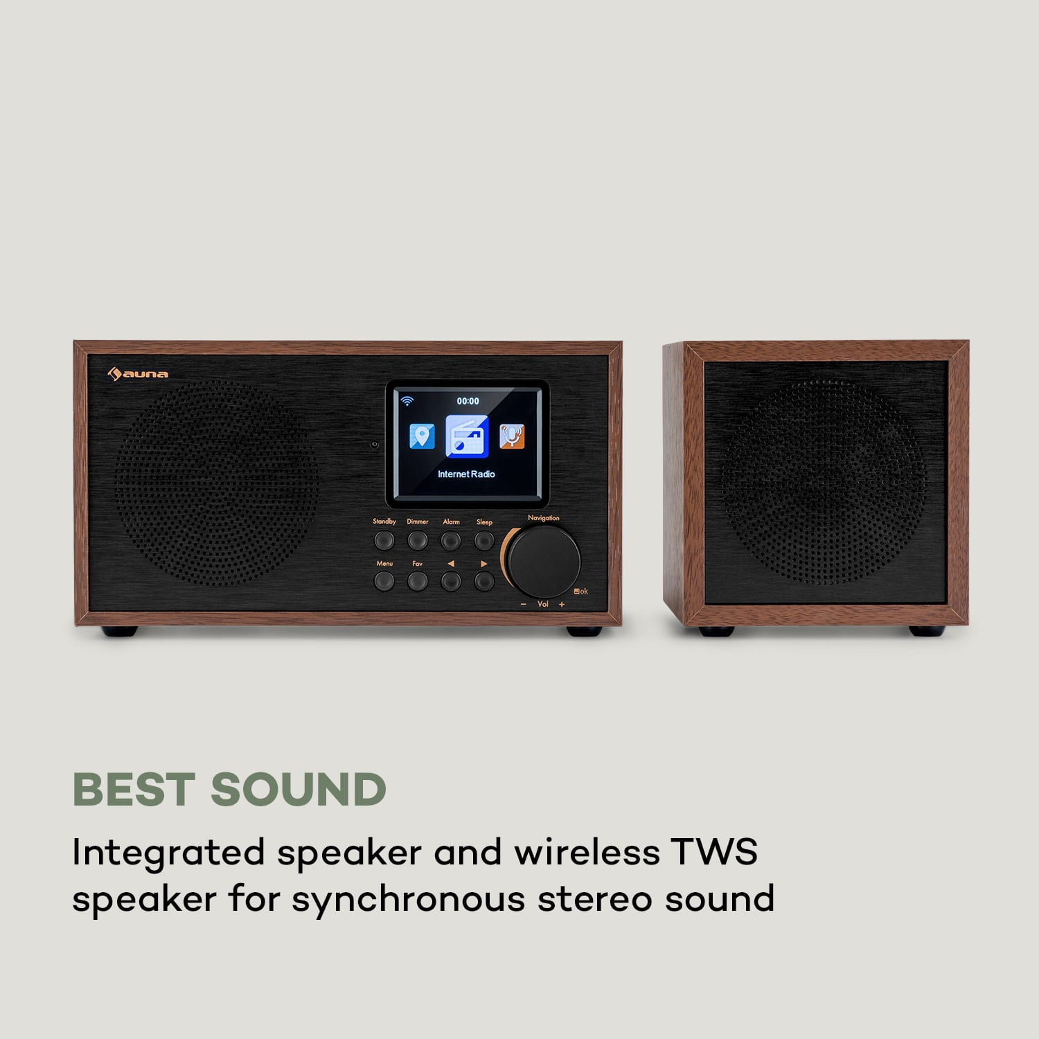 Auna Silver Star Mini Two, internetové DAB+/FM rádio, WiFi, BT, TWS reproduktor – Obrázok 2