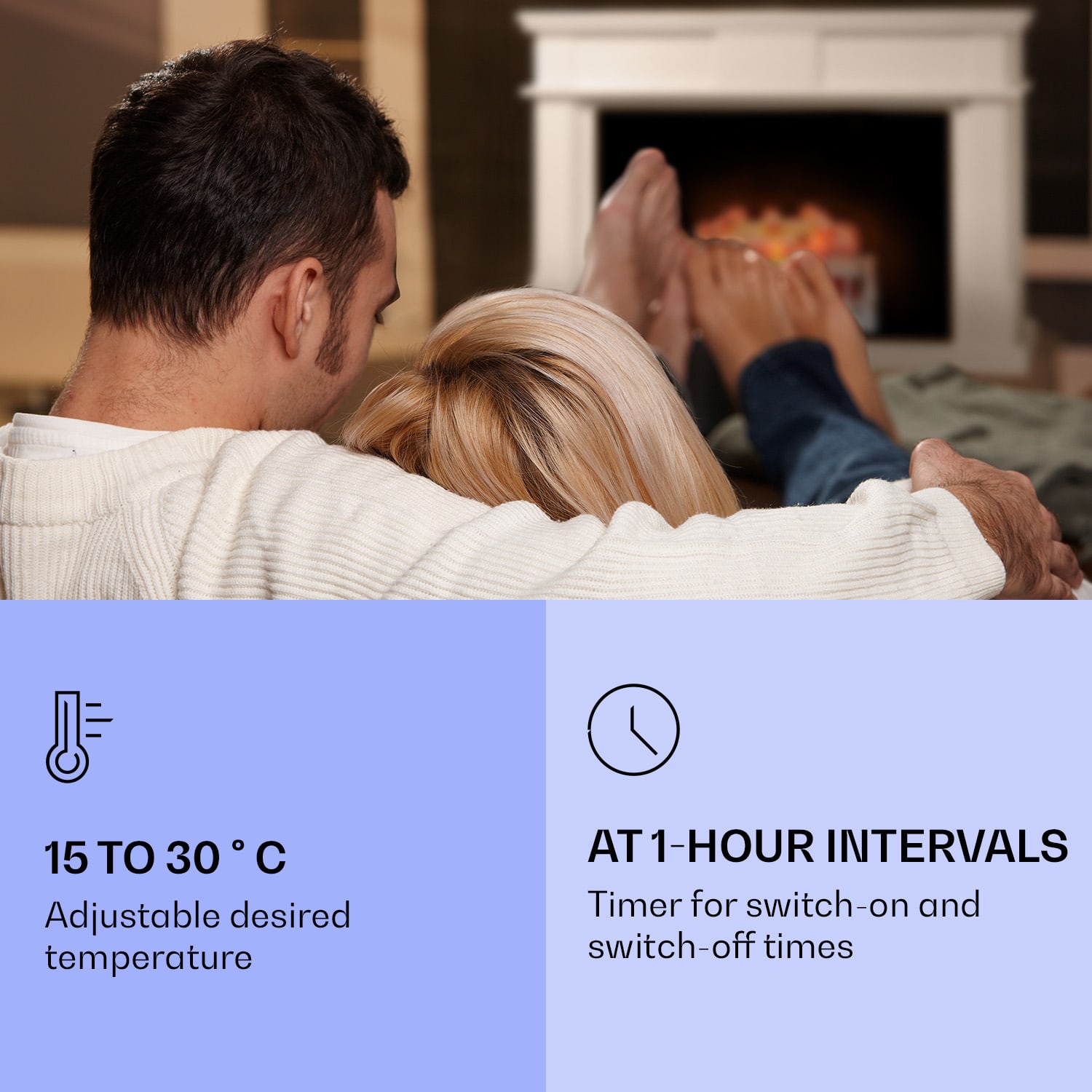 Klarstein Kamini FXL 2G, elektrický krb, krbová vložka, 1800 W, 3D LED ilúzia plameňa – Obrázok 3