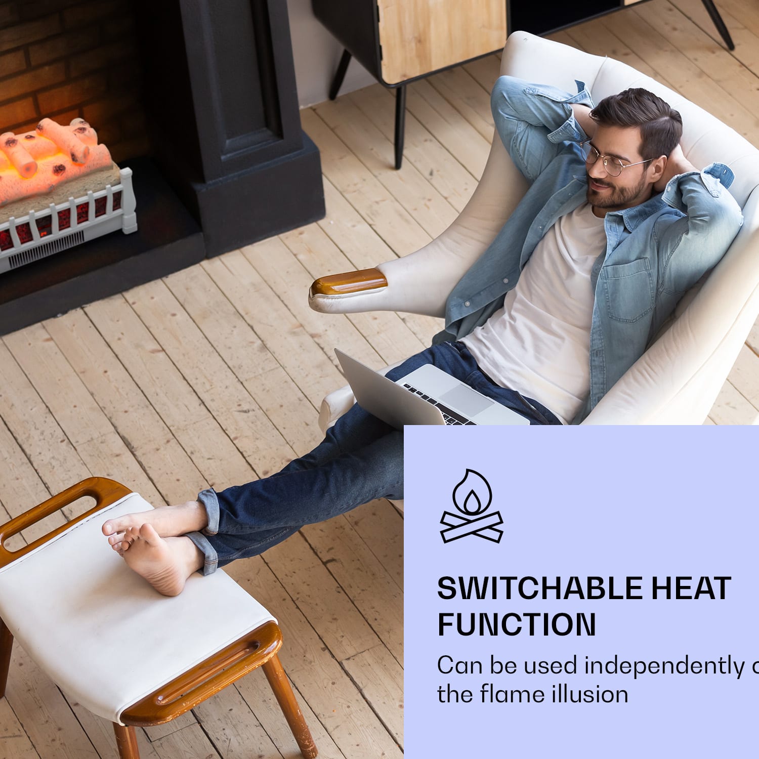 Klarstein Kamini FXL 2G, elektrický krb, krbová vložka, 1800 W, 3D LED ilúzia plameňa – Obrázok 5