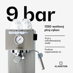 Klarstein Pausa, pákový kávovar, 1350 W, 20 bar, 1,4 l, nehrdzavejúca oceľ