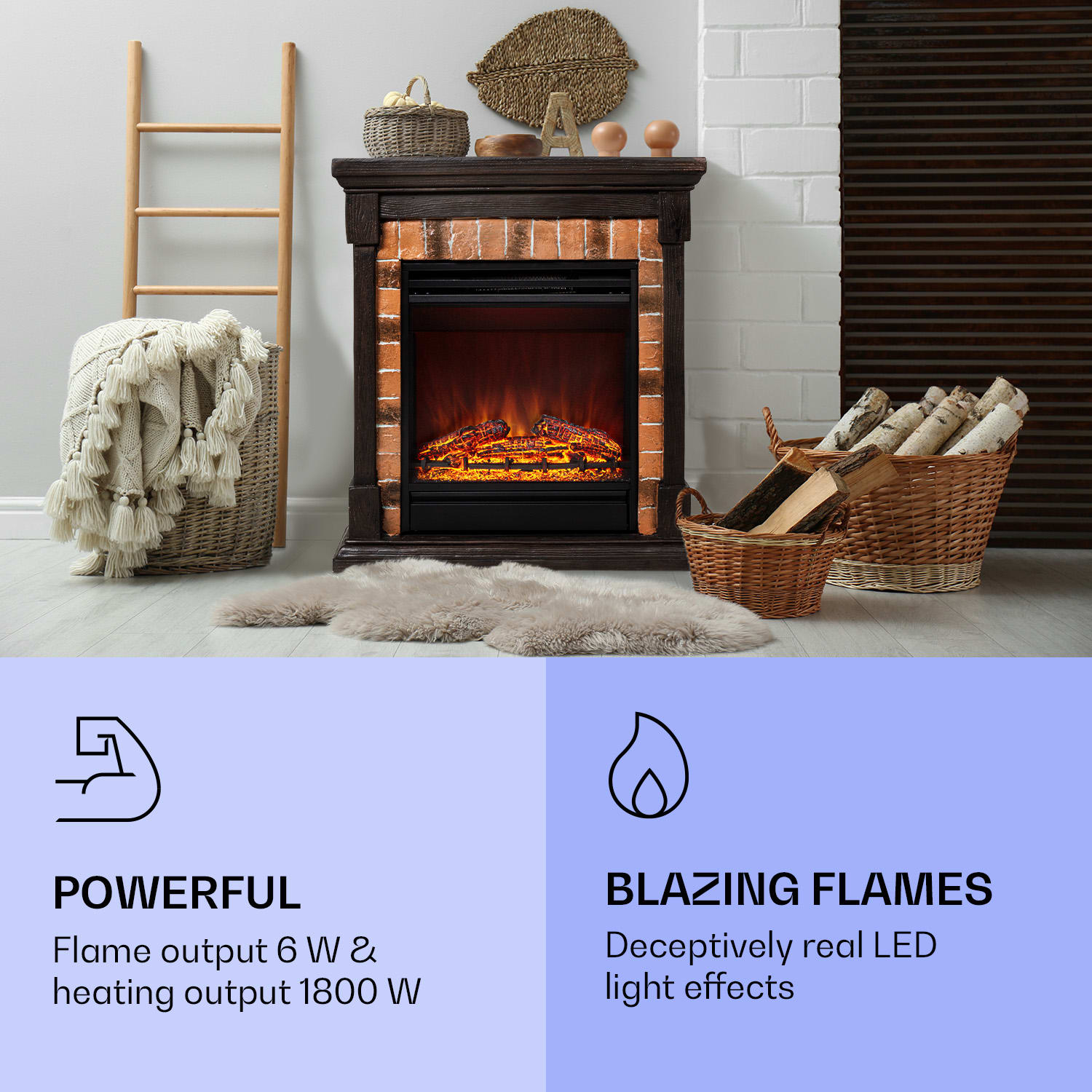 Klarstein Beerenberg, elektrický krb, 1800 W, funkcia vykurovania 10 až 30 °C, diaľkové ovládanie – Obrázok 3