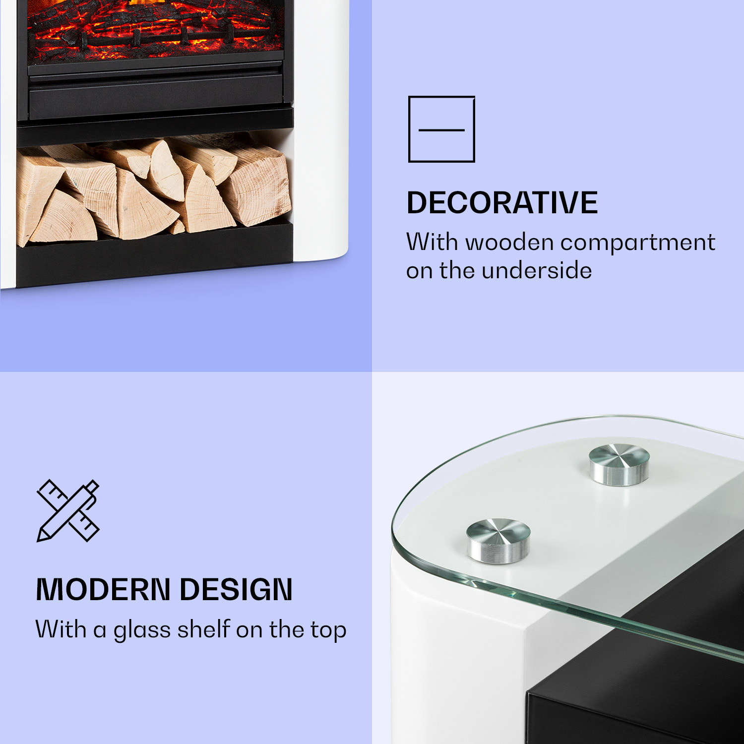 Klarstein Studio 5 Arc, elektrický krb, 1800 W, LED plamene, ventilátor, diaľkové ovládanie – Obrázok 4