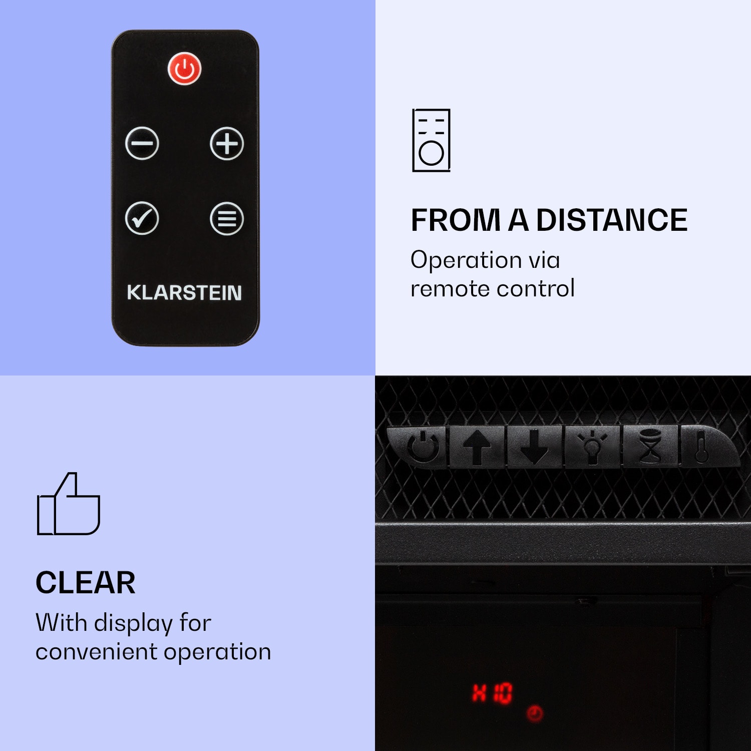 Klarstein Studio 10 Arc, elektrický krb, 1800 W, LED plamene, ventilátor, diaľkové ovládanie – Obrázok 2