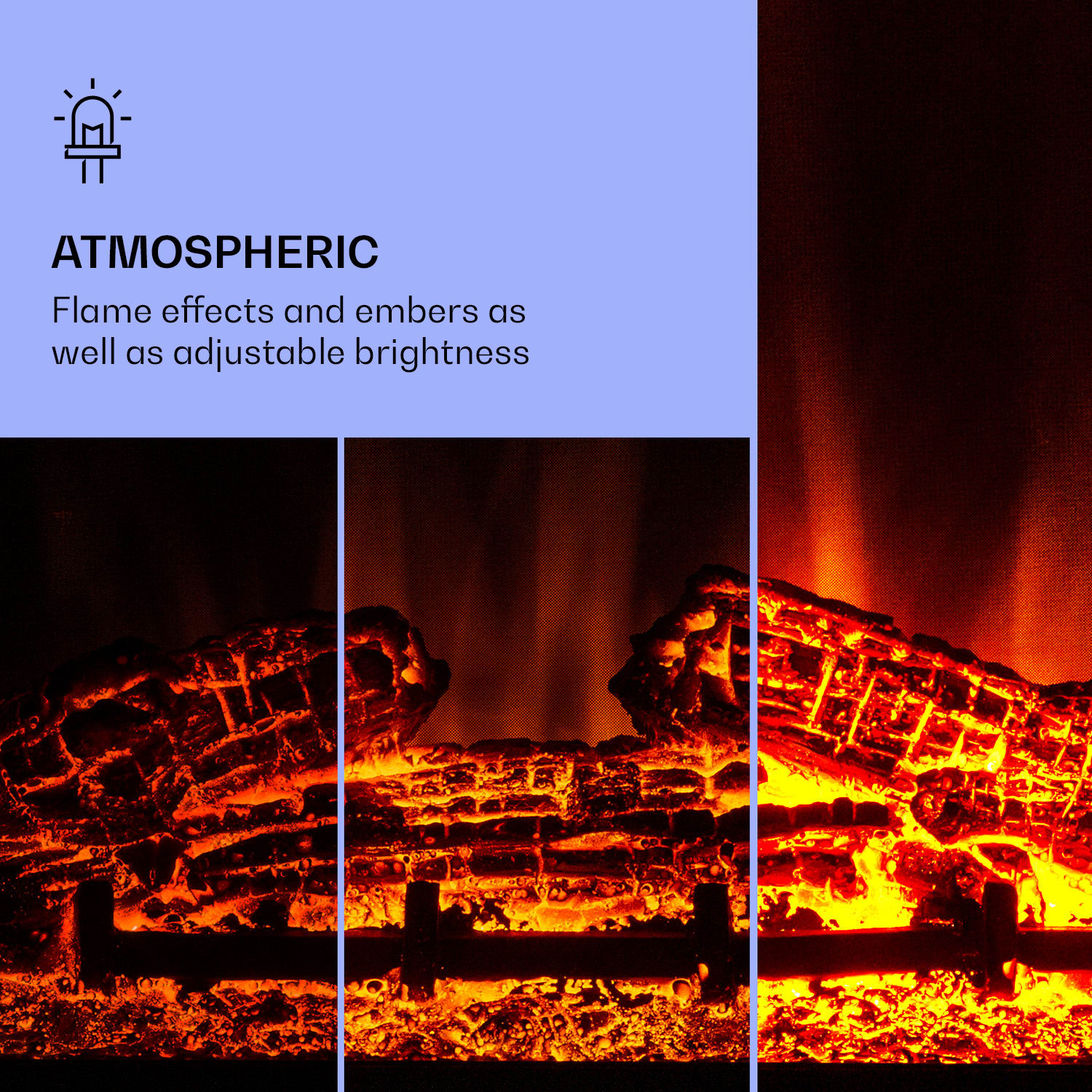 Klarstein Studio 10 Arc, elektrický krb, 1800 W, LED plamene, ventilátor, diaľkové ovládanie – Obrázok 3