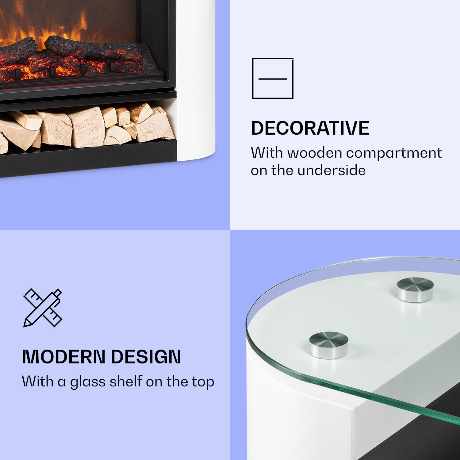 Klarstein Studio 10 Arc, elektrický krb, 1800 W, LED plamene, ventilátor, diaľkové ovládanie – Obrázok 4