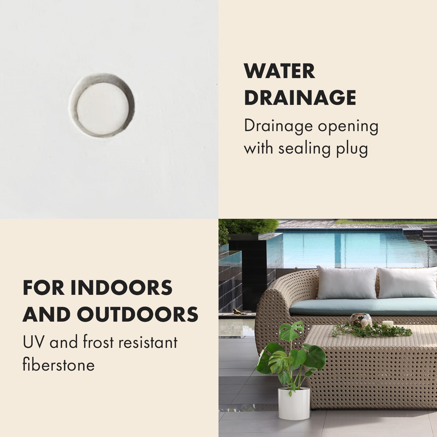 Fox & Fern Gendt, kvetináč, fiberstone, interiér/exteriér – Obrázok 3